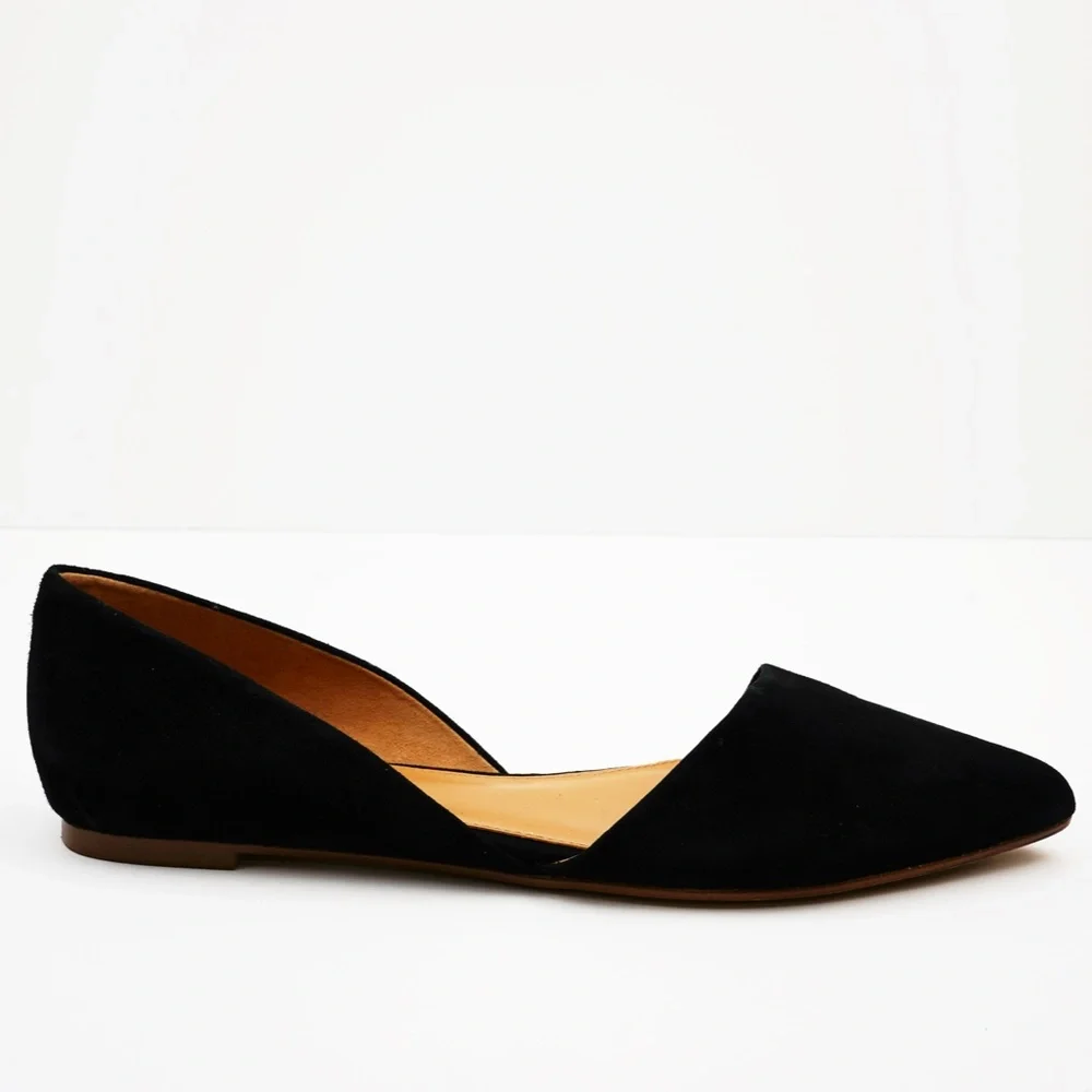New JCREW Zoe Suede d'Orsay Flats in Black - Picture 2 of 6